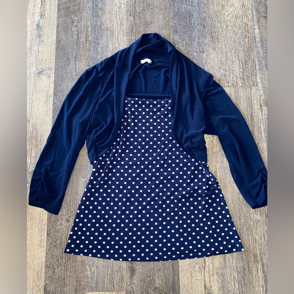 Studio Y Navy Polka Dot Tank with Navy Bolero